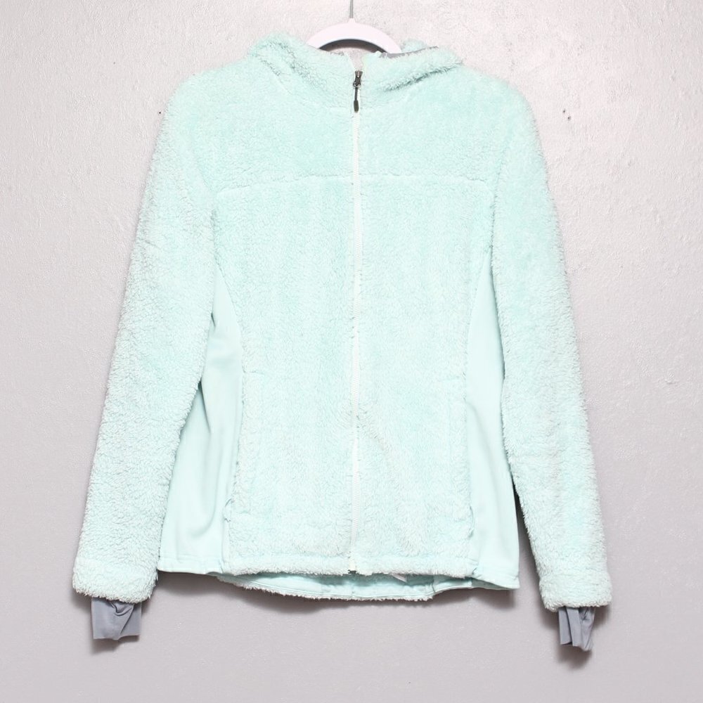 Columbia light blue green mint Sherpa fleece full zip jacket